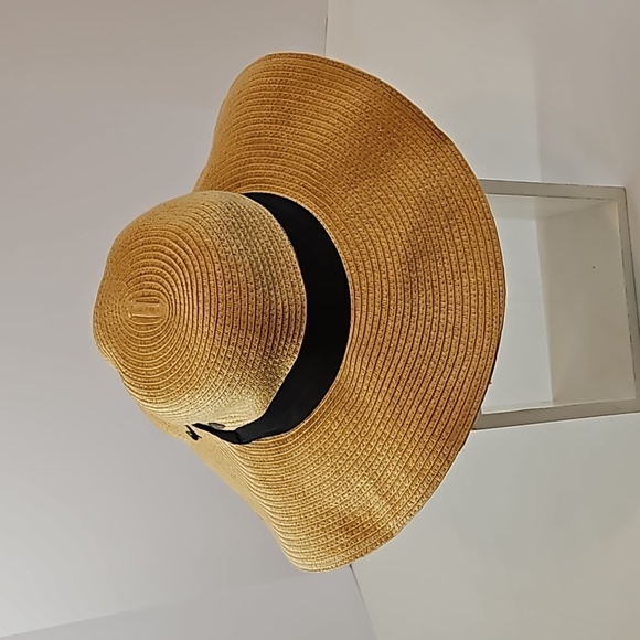 C.C Exclusive Fashionable Sunhat paper straw Good Vibes black embroidery design - Picture 7 of 17